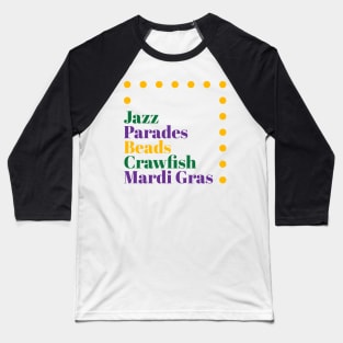 Mardi Gras Script Design Baseball T-Shirt